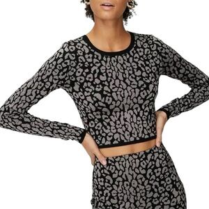 Sunday Best leopard print cropped long sleeve knit top XXS excellent condition